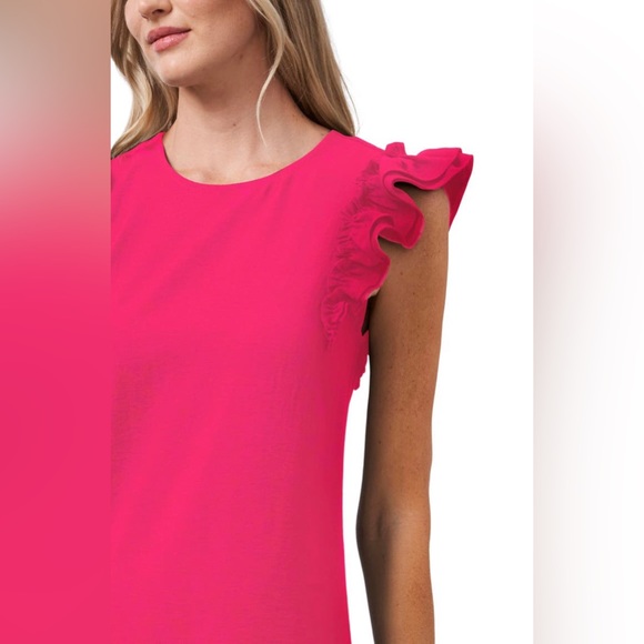 NWT CeCe Flutter Sleeve Shift Dress size 0 Bright Rose - Picture 3 of 3